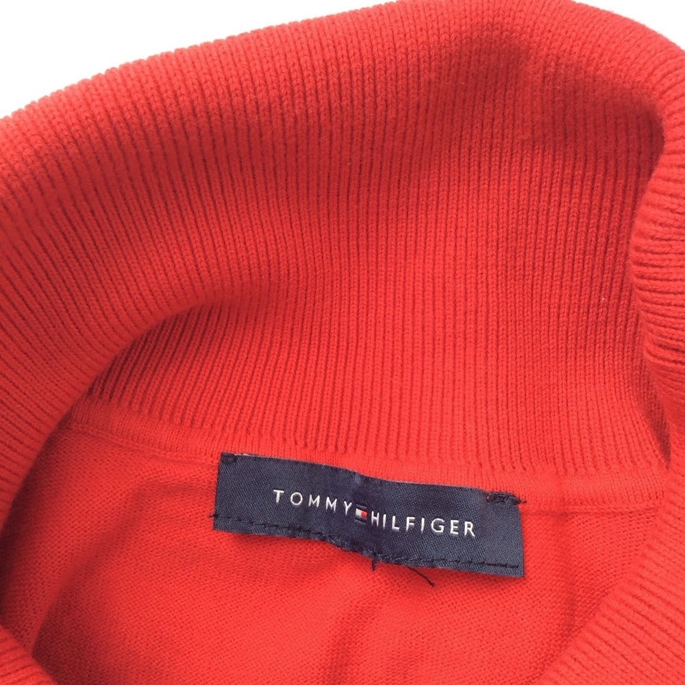 Tommy Hilfiger Turtleneck Sweater Red Navy White Striped Button Cuff 2X READ - Picture 3 of 11